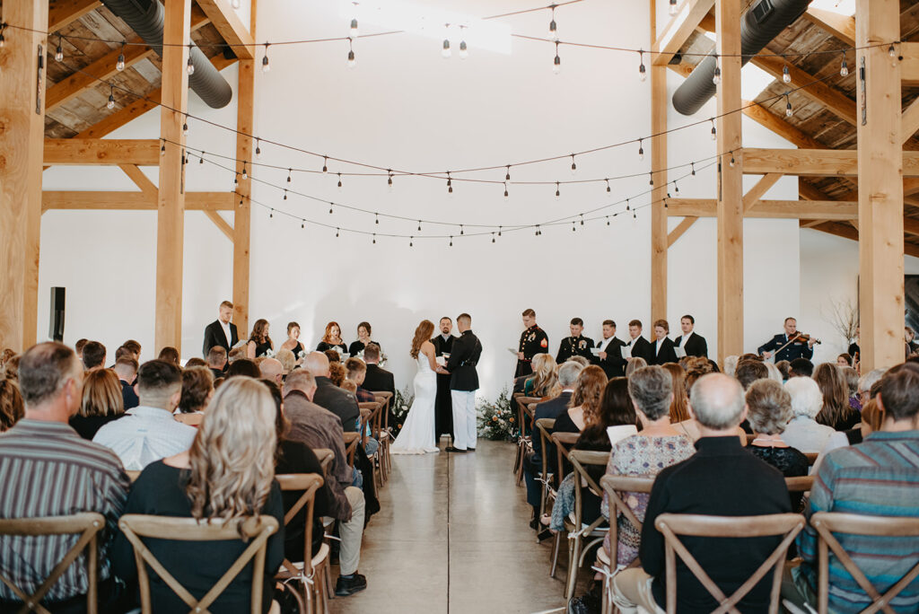 Indoor ceremony at Storm King Mountain Ranch