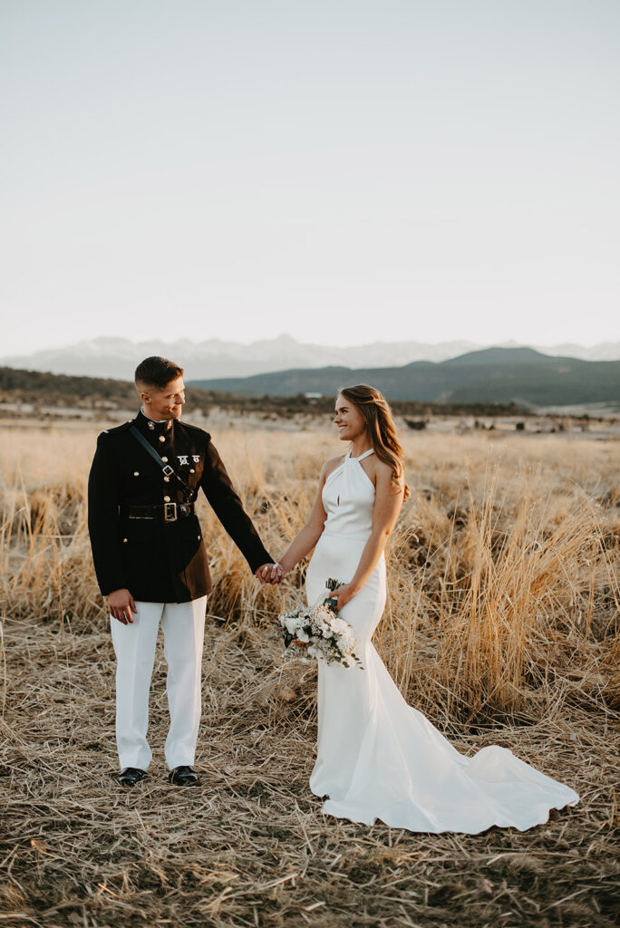 Bride and Groom golden hour photos at Storm King Mountain Ranch
